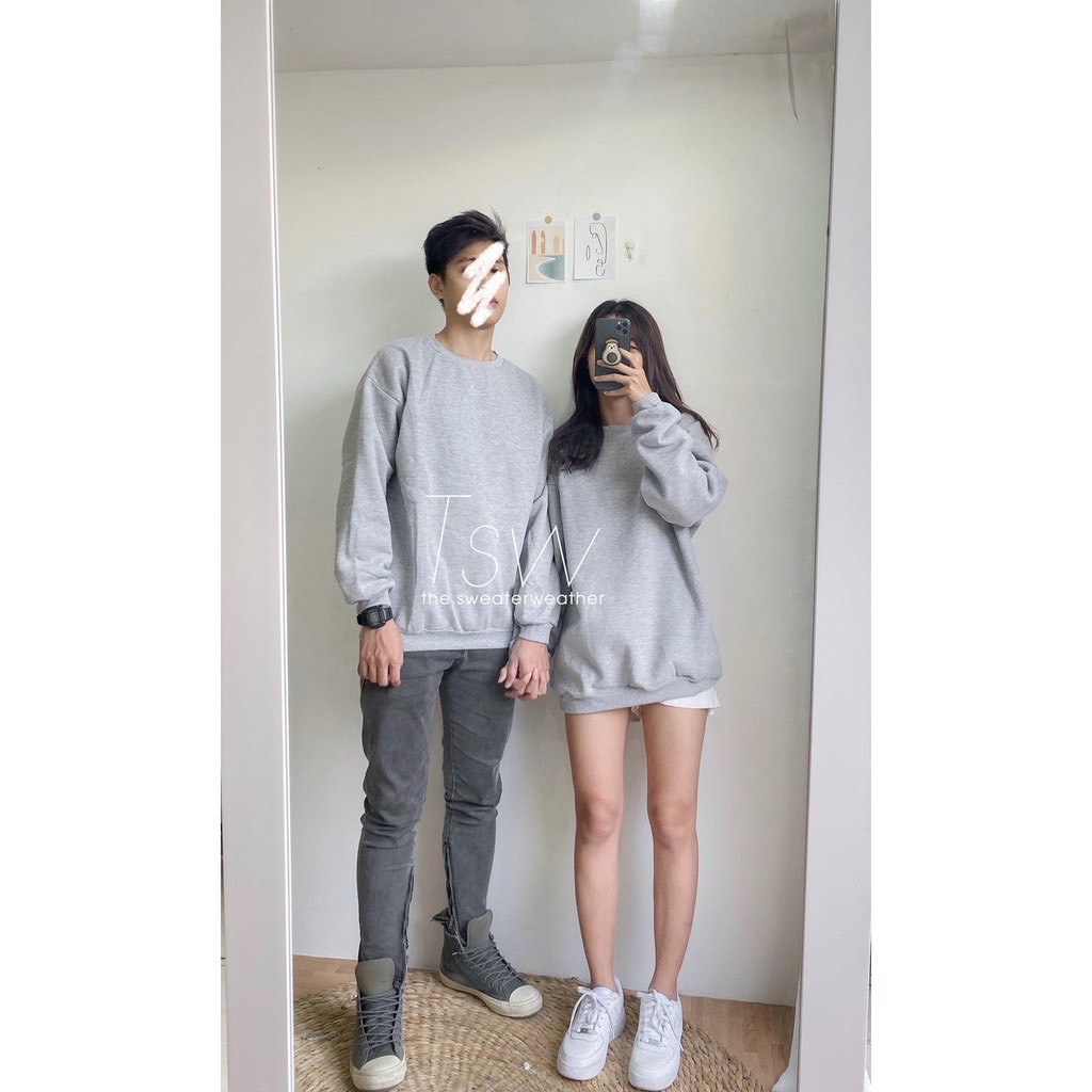 Áo Tay Dài Sweater Nam Nữ Nỉ Bông Trơn Unisex