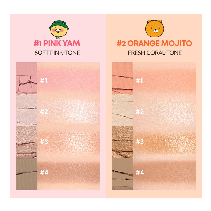Bảng Phấn Mắt Trang Điểm Xinh Xắn Kakao Friends #1 Màu Hồng #2 Cam