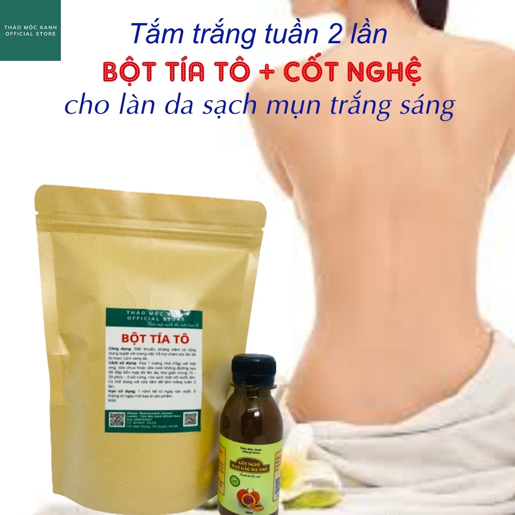 Bột Lá Tía Tô nguyên chất 100% Organic - Handmade để đắp mặt nạ, giảm mụn, giảm thâm nám, uống giảm ho và cảm cúm.