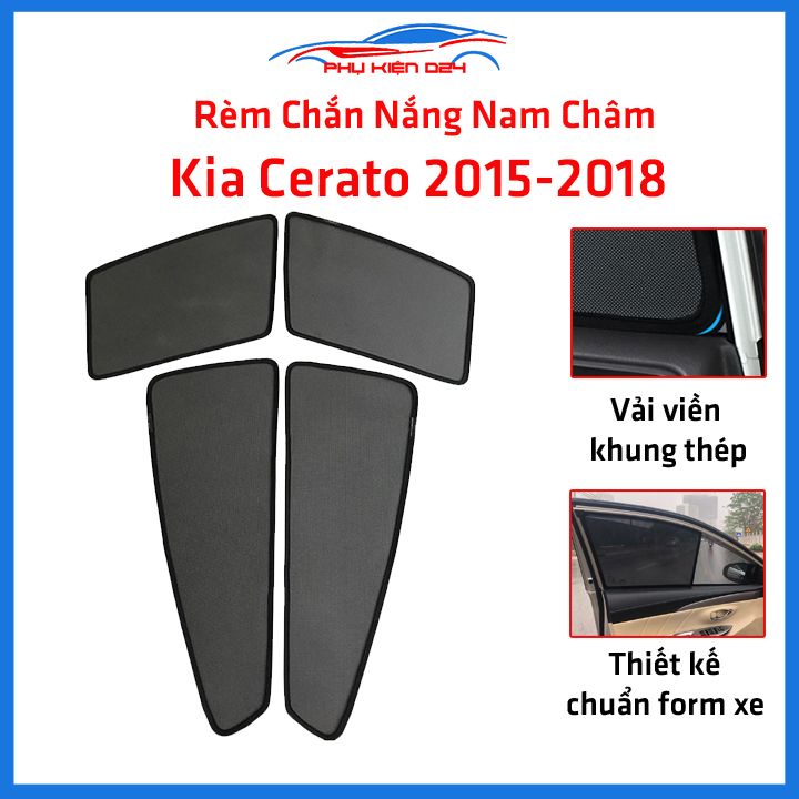 Bộ 4 rèm chắn nắng nam châm Cerato 2015-2016-2017-2018 khung cố định chống tia UV