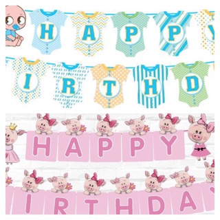 Bộ dây chữ Happybirthday kiểu mẫu mới đẹp trang trí sinh Nhật thôi nôi cho bé trai gái