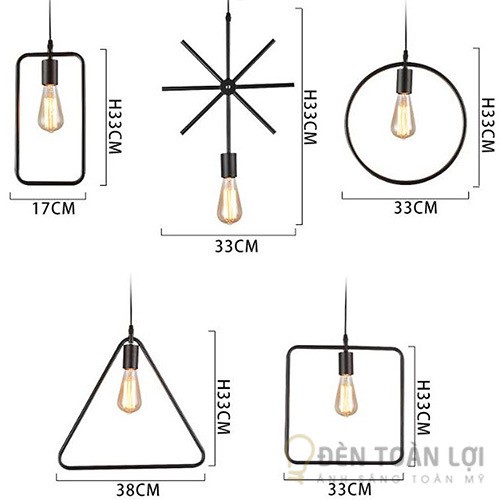 Đèn thả: Mẫu đèn thả hình học trang trí quán trà sữa