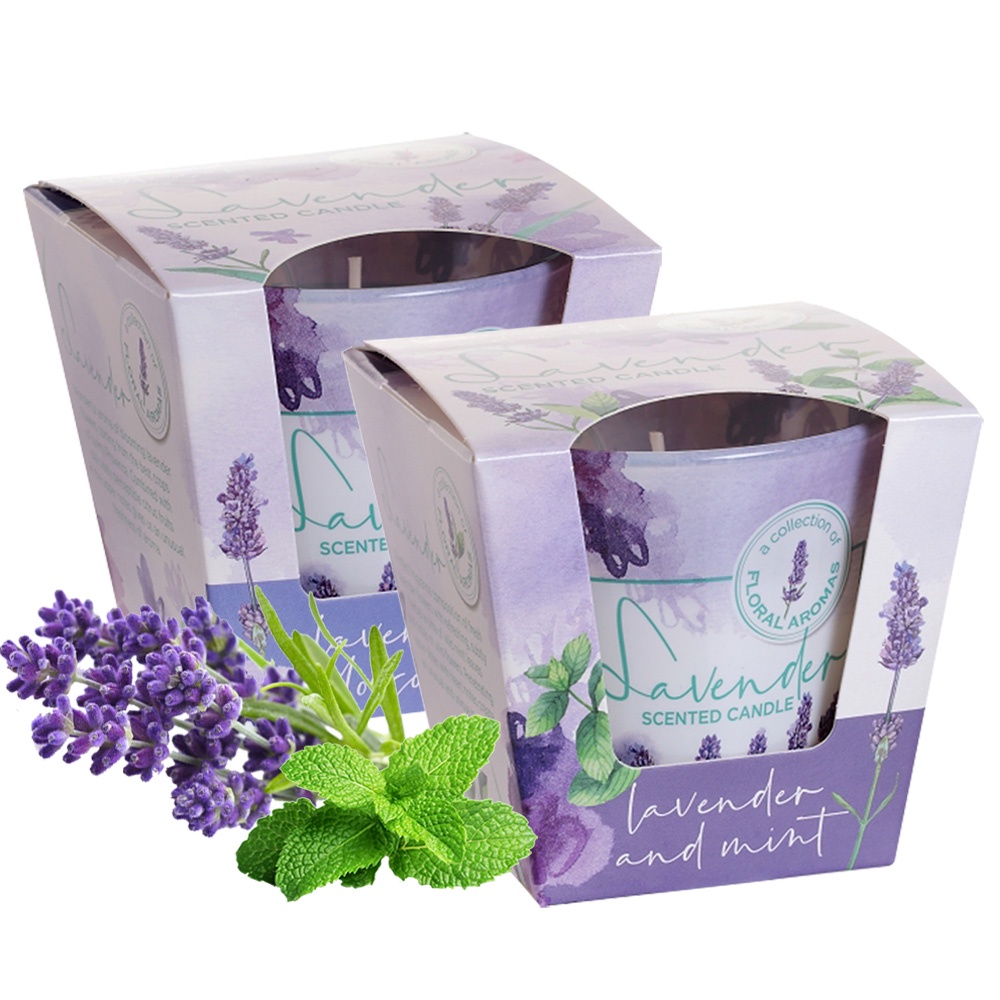 Combo 2 ly nến thơm tinh dầu Bartek Lavender 115g - oải hương, bạc hà