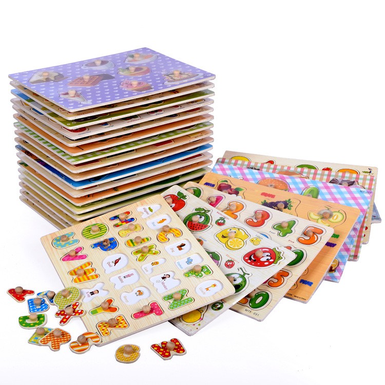 Đồ Chơi Xếp Ghép Hình Bảng Núm Gỗ Loại 20x30 Cm Nhiều Chủ Đề Hàng Chuẩn Đẹp