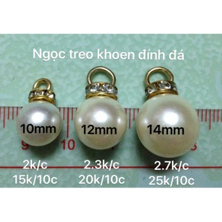 Hạt ngọc treo có khoen tròn đính đá (10 cái)