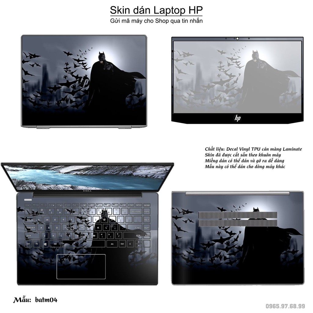 Skin dán Laptop HP in hình Người dơi (inbox mã máy cho Shop)