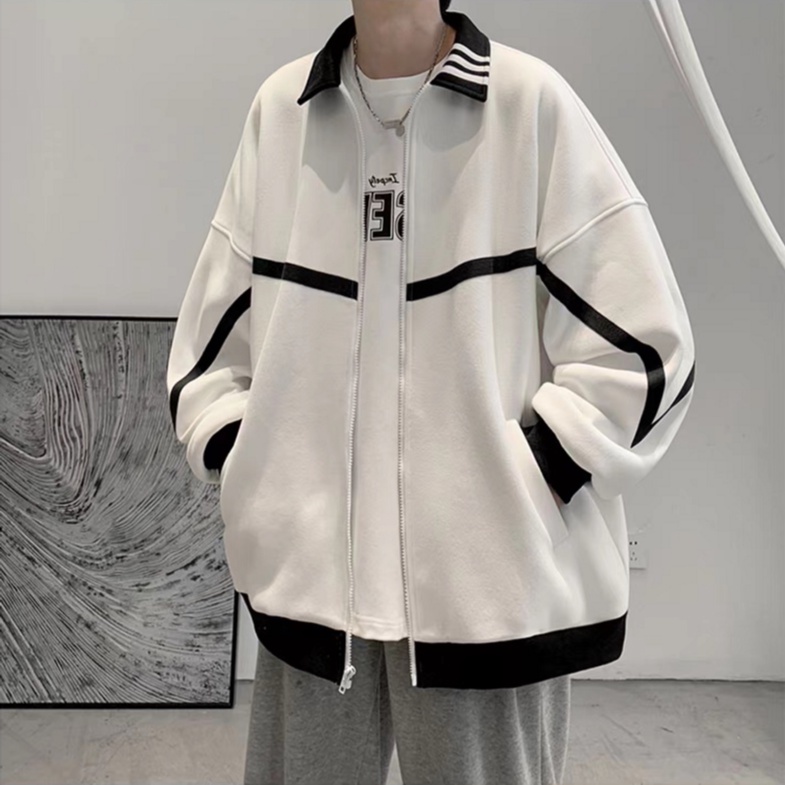 Áo khoác nam áo khoác trơn tay dài có khóa kéo dáng rộng phong cách hàn quốc thời trang cho nam nữ áo khoác bóng chày unisex form rộng thời trang ve áo Đồng phục bóng chày cặp đôi bigsize đơn giản