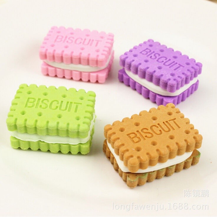 ღ♛ღ4PCS Novelty Funny Food Rubber Pencil Eraser Set Stationery Children Toy Gift