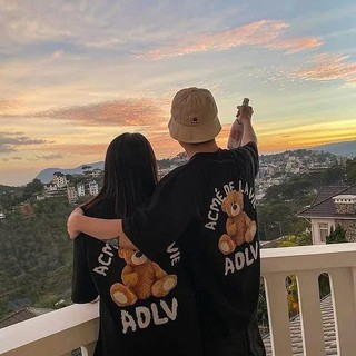 AD-LV Teddy Cotton Oversize Tay Lỡ Unisex Nam Nữ