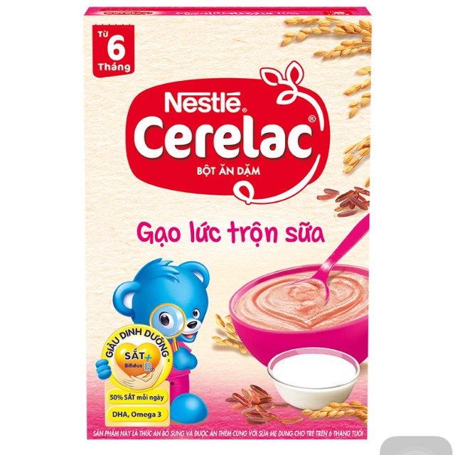 Bột ăn dặm nestly cerelac gạo lức trộn sữa mẫu mới date 2023