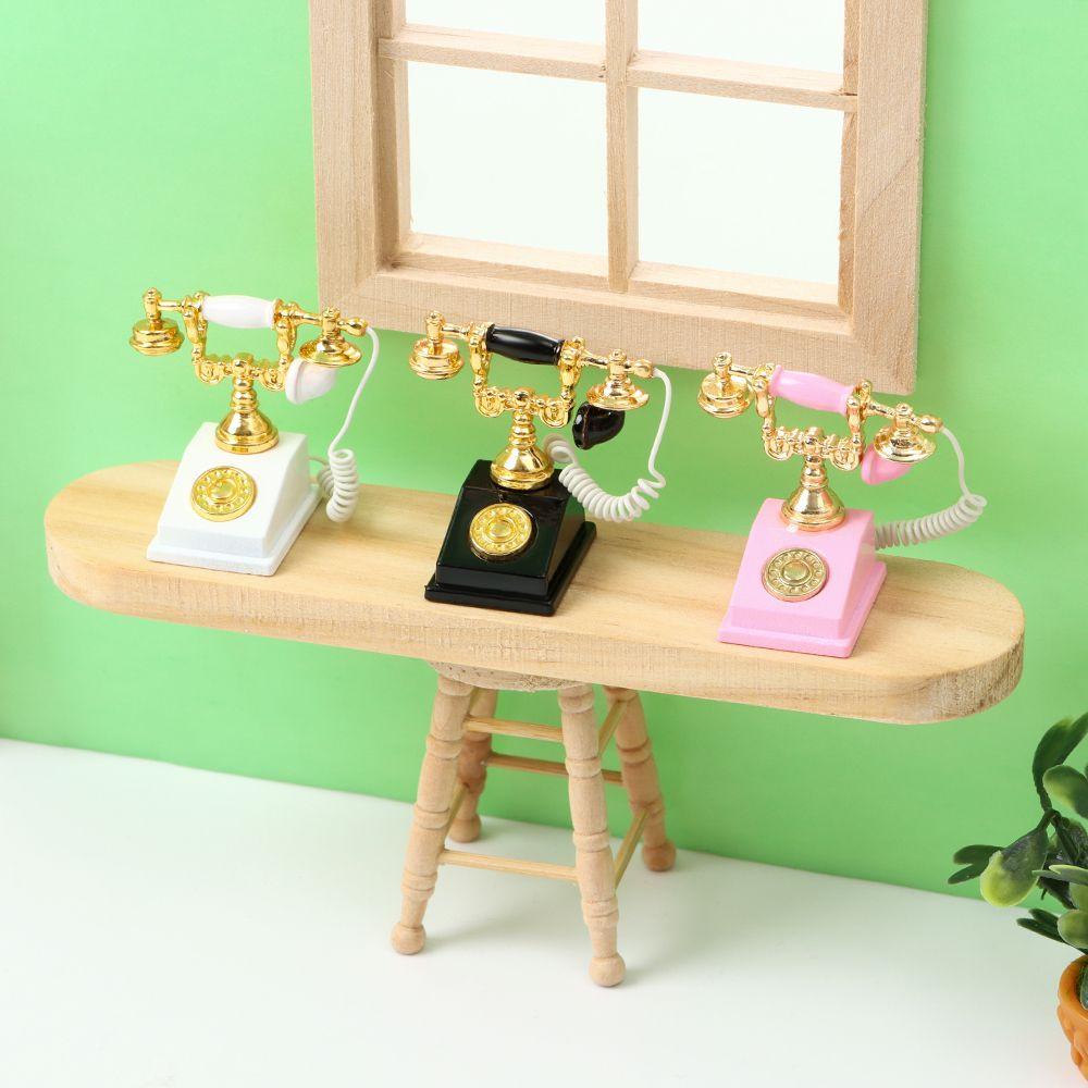 BEBETTERM 1 Đồ trang trí Điện Thoại Bàn Mini Hoài Niệm Châu Âu Trang Trí Nhà Búp Bê