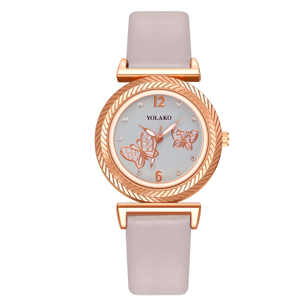 Fashion Women Butterfly Watches Luxury Ladies Leather Quartz Diamond Wrist Watches