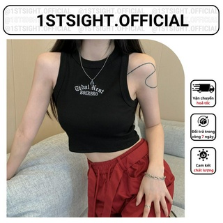 Áo ba lỗ croptop len tăm cổ tròn dày dặn siêu co giãn