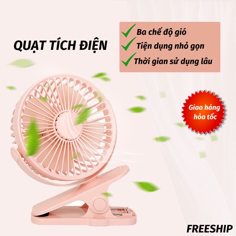 Quạt Tích Điện Quạt Kẹp Bàn Nhỏ Gọn Mát Mẻ LEON OFFICIAL
