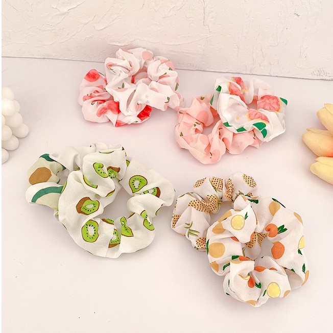 Buộc tóc voan scrunchies trái cây