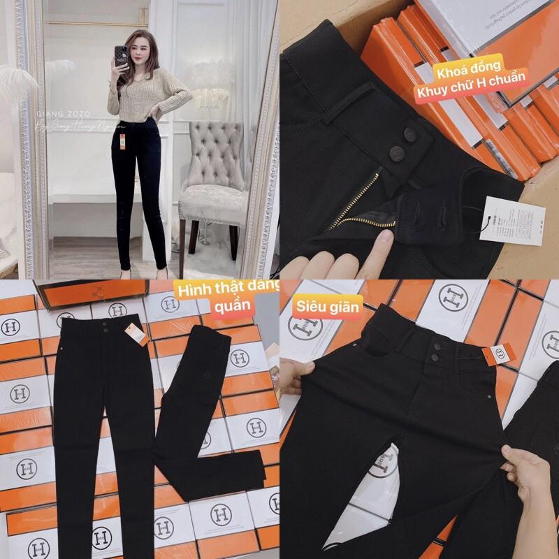 Quần Legging Nữ Cạp Cao Gen Bụng Hai Khuy Khóa Trước Túi Ốp Sau Hộp Chữ H Chất Vải Umi Hàn Loại Đẹp Siêu Co Giãn