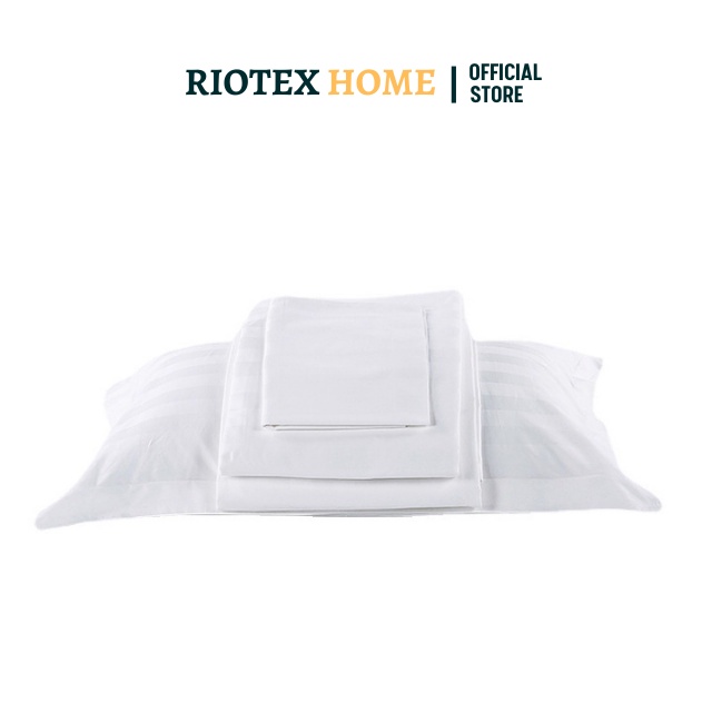 Bộ Ga Gối Cotton Khách Sạn Trắng Sọc Cao Cấp RIOTEX Kích Thước 1m/1m2/1m4/1m6/1m8/2m2/2m )