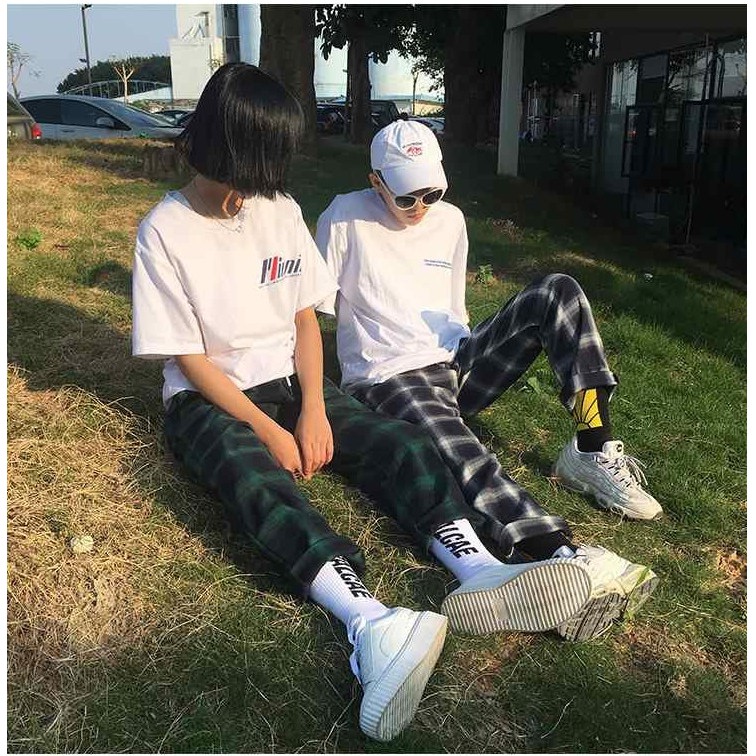 Quần baggy ống rộng bigsize kẻ caro đen đỏ dáng suông unisex | BigBuy360 - bigbuy360.vn