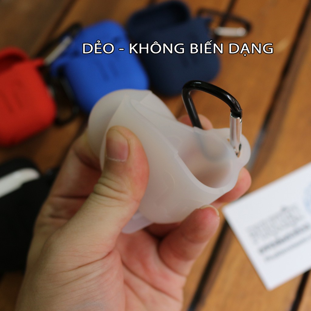 Túi Silicon Cho tai nghe AirPods kèm móc - Trắng Đục