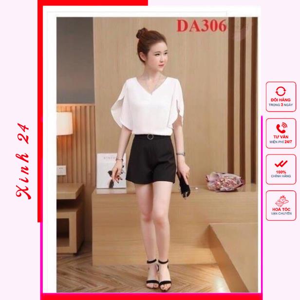 Áo kiểu nữ, áo sơ mi nữ cổ tim, thiết kế tay xẻ tà cách điệu | BigBuy360 - bigbuy360.vn