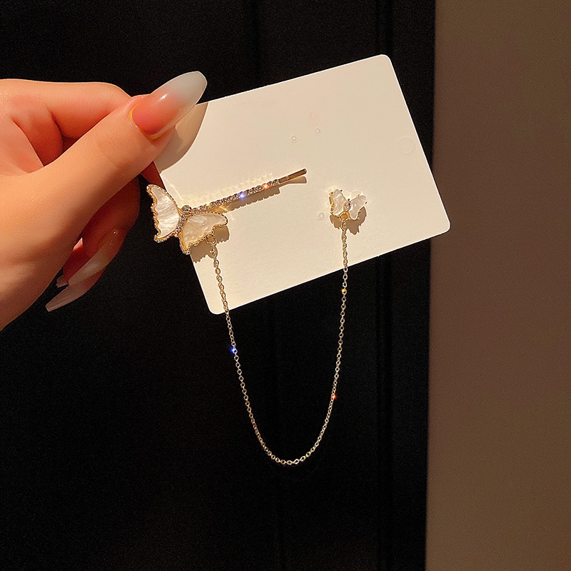 Kẹp Tóc Hình Bướm Đính Đá Lấp Lánh Phong Cách Hàn Quốc