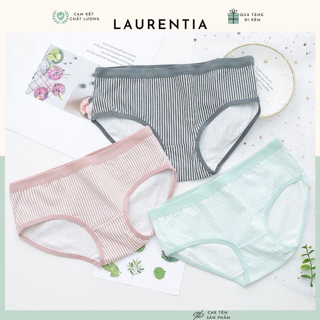 Quần lót nữ cotton viền kẻ lưng thấp co giãn tốt basic QL03