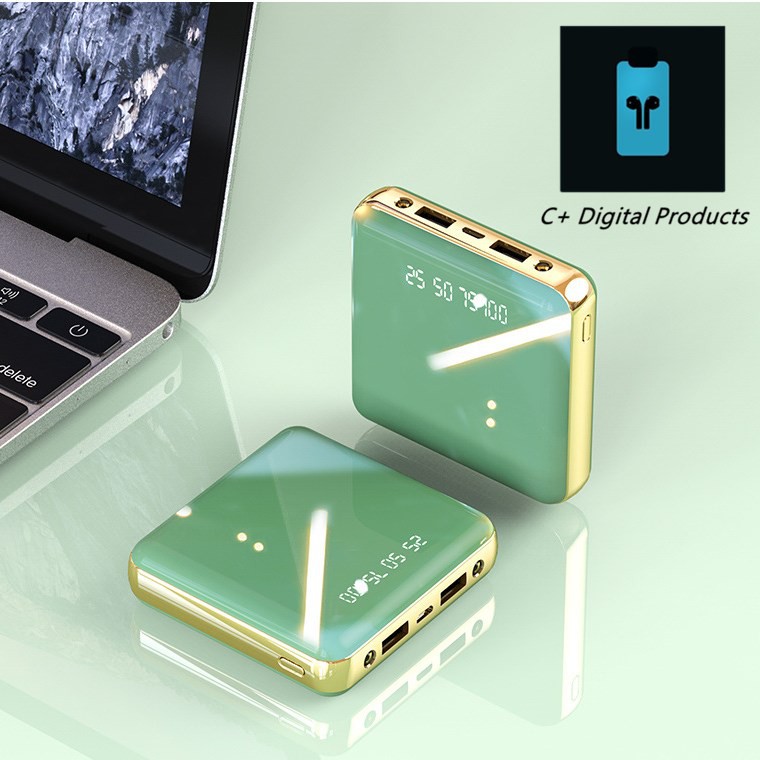 Sạc Dự Phòng 20000mAh Có Hiển Thị % Pin - 2 Cổng Sạc Tiện Lợi Pin Sạc Dự Phòng Tráng Gương