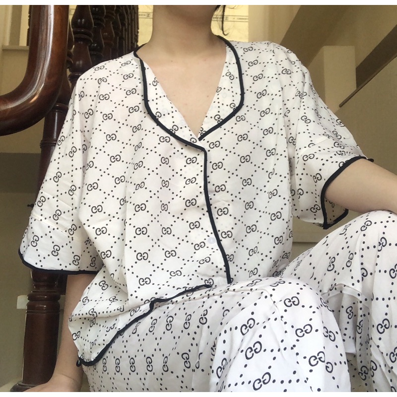 Bộ đồ ngủ Pijama Ngắn Tay Quần Dài Họa Tiết Dễ Thương Siêu Xinh Mặc Nhà Thoải Mái Rộng Rãi Thoáng Mát Mango Lụa Hàn | BigBuy360 - bigbuy360.vn