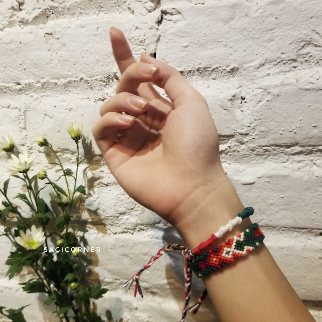 Set vòng Giáng Sinh, Noel l Vòng tay, vòng chân bằng chỉ handmade