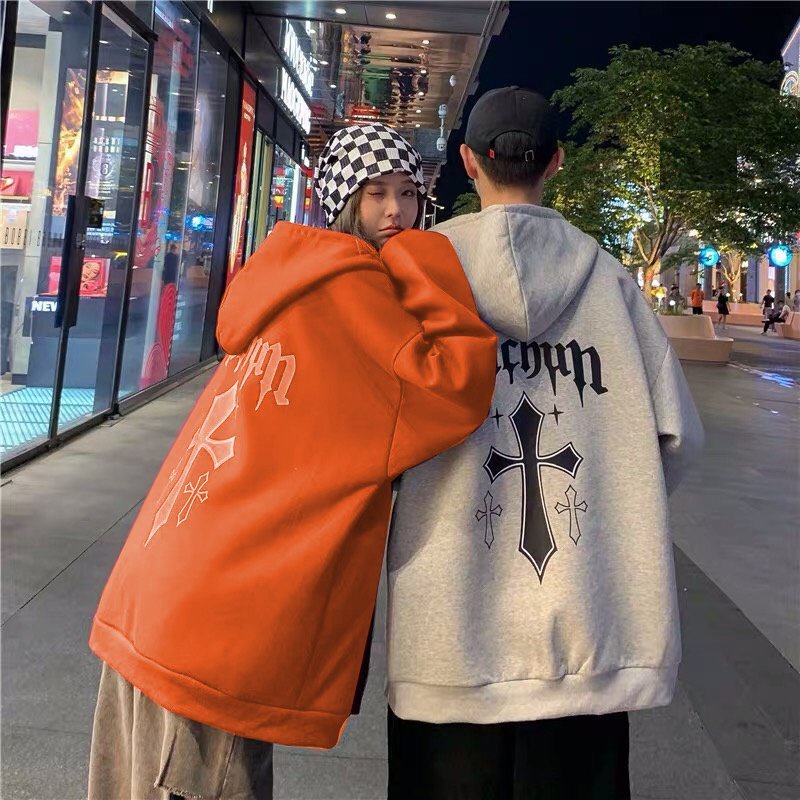 Áo hoodie chữ thập Qcbun Unisex [FREESHIP] Hoodies nỉ ngoại form rộng tay phồng kiểu dáng đường phố cá tính peonyb đẹp