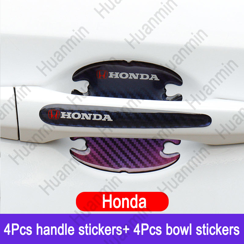Bộ 8 miếng dán bảo vệ tay nắm cửa xe hơi chống trầy xước bằng sợi Carbon cho Honda City Jazz Civic Fc CRV Accord HRV