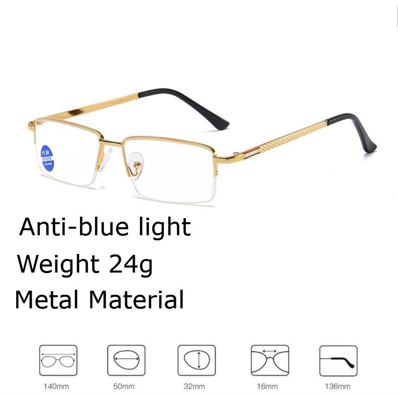 Kính đọc sách chống tia xanh mới gọng kim loại HD cho nam +1.00/+1.50/+2.00/+2.50/+3.00/+3.50/+4.00