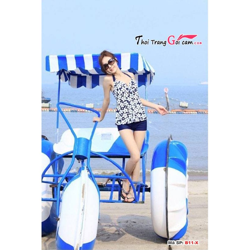 Đồ bơi kín đáo cho nữ màu xanh đậm hở lưng - B11-X | BigBuy360 - bigbuy360.vn