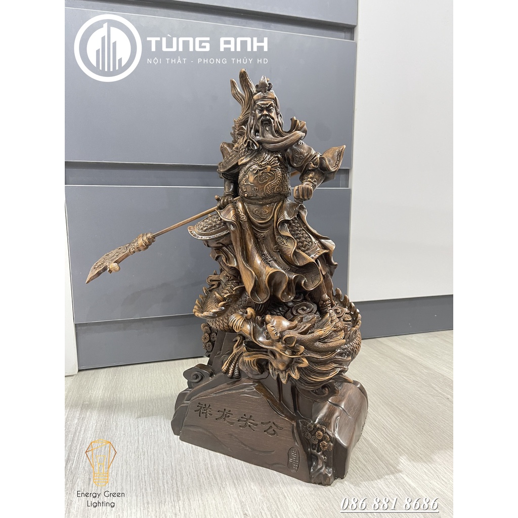 Tượng Quan Công Cưỡi Rồng Uy Nghiêm Size 36cm - Phong Thủy Mang Lại Sự Thịnh Vượng,Trí Tuệ Và T iền Bạc Trong Kinh Doanh