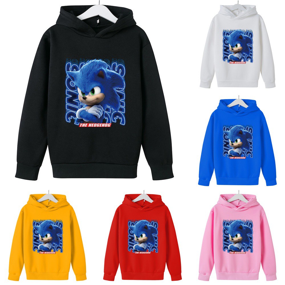 Áo hoodie In Kỹ Thuật Số sonic 2d Thời Trang Xuân Thu Cho Bé
