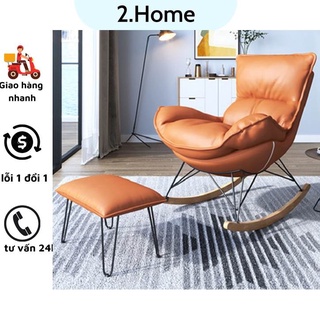 Ghế lười thư giãn bập bênh hàng nhập khẩu kèm đôn để chân, ghế thư giãn đọc sách cao cấp