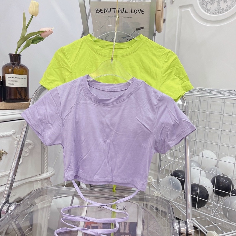 Áo croptop đan dây eo mặc vào hack dáng cực kỳ