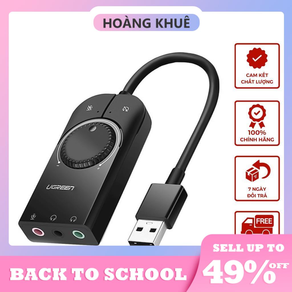 Bộ chuyển đổi âm thanh từ USB sang 3 cổng 3.5mm UGREEN CM129, Chip SSS1629 DAC 48KHz/16bit