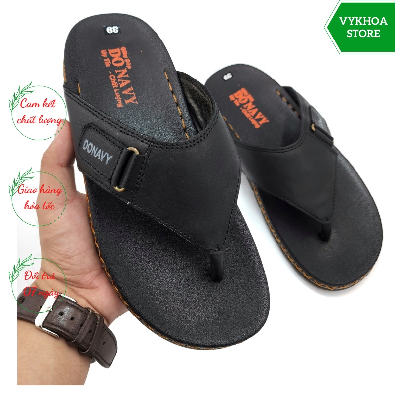 Dép xỏ ngón nam da bò thật 100% donavy kiểu khóa cách điệu_đế đoctor cao cấp may quai chắc chắn d.kkdo