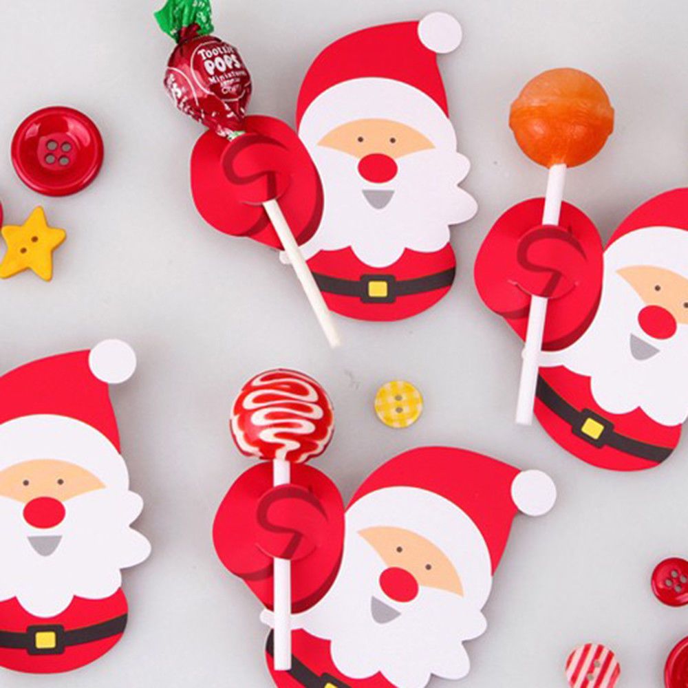 Bộ 25 Thẻ Giấy Hình Ông Già Noel / Người Tuyết / Chim Cánh Cụt / Chim Cánh Cụt Màu Đỏ Trang Trí Giáng Sinh