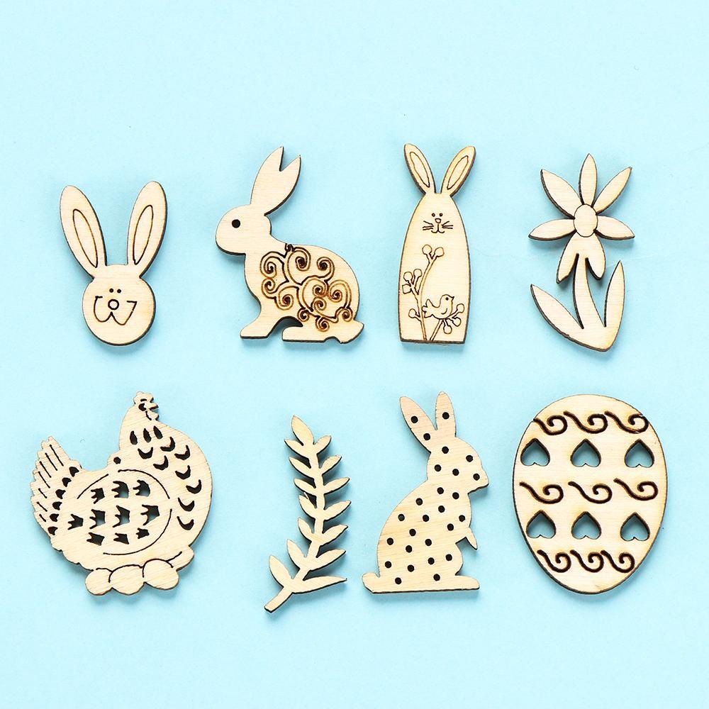 Set 50 Miếng Gỗ Hình Thỏ Phục Sinh Treo Trang Trí Thủ Công