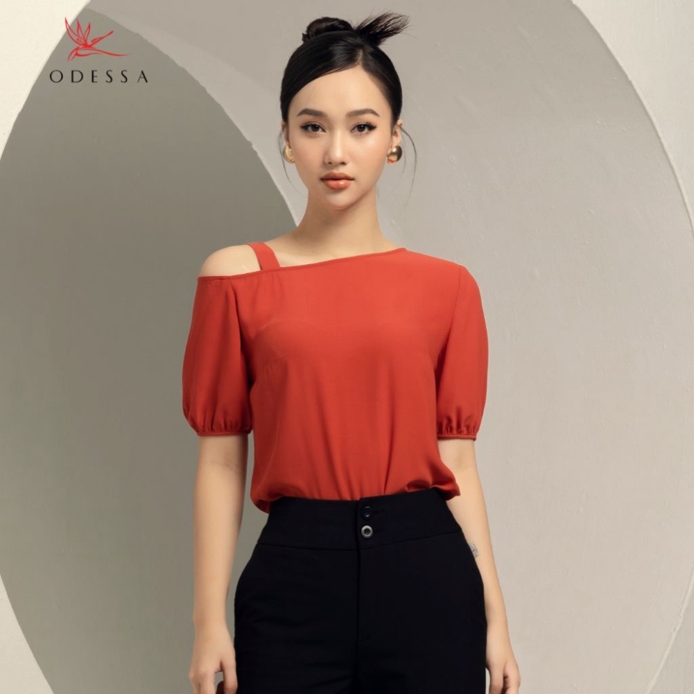 Áo Sơ Mi Nữ ODESSA Thiết Kế Dáng Áo Trễ Vai Phong Cách Vintage, Chất Liệu Chiffon Cao Cấp Mềm Mại AS21-069 - Hàng mới về