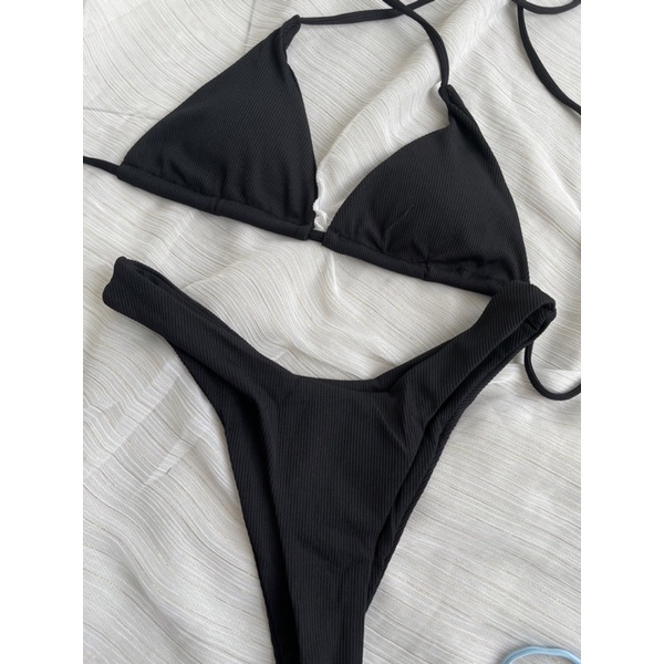 Bikini 2 mảnh thun gân mịn 2 lớp