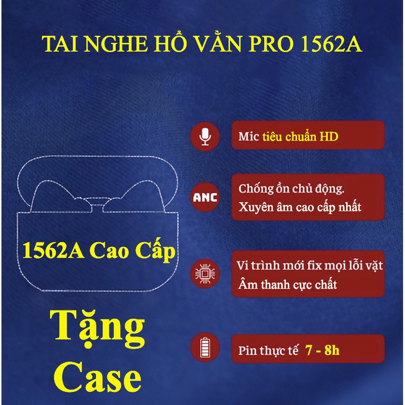 Tai Nghe Hổ Vằn Pro 1562A Hồng Ngoại Pin 10H / Tai Nghe Bluetooth Louda 1562A ANC Chống Ồn Xuyên Âm - Bảo Hành 5 Tháng