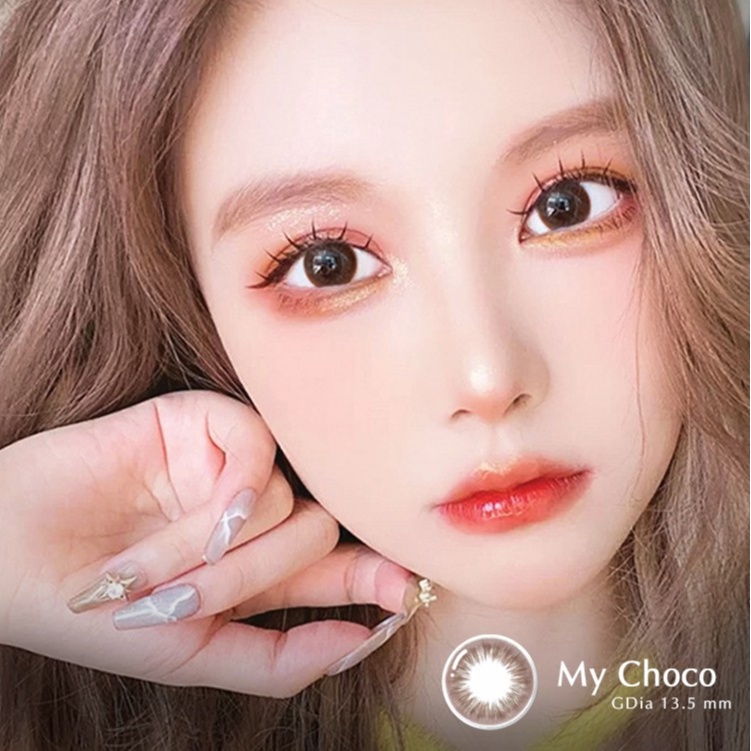 Lens nâu tự nhiên có độ cận từ 0 đến 8 MY CHOCO hiệu Angel Eyes chất liệu Silicone đường kính 13.5mm