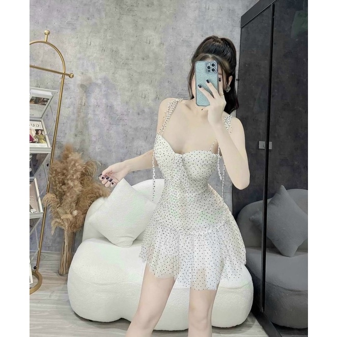 [ VẢI NAKI] Vải lưới ren hoạ tiết chấm bi may váy đầm, áo kểu, chụp hình sản phẩm, nail khổ 1,5m