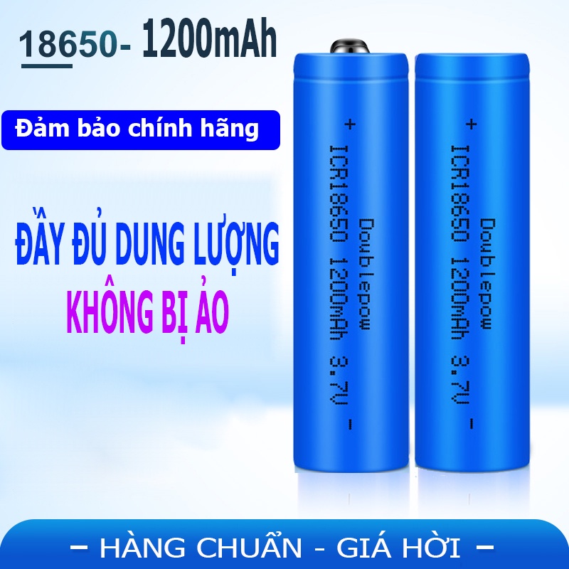 Pin sạc 18650 Lithium 1200mAh  đầu nhọn/bằng chính hãng Doublepow công suất cao