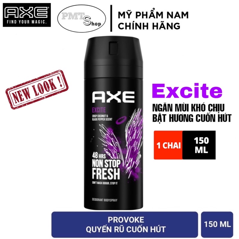 Xịt nước hoa toàn thân AXE  Excite 150ml hương quyến rũ cuốn hút - khử mùi nam