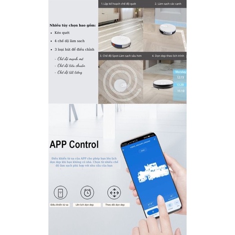 Robot Hút Bụi Tự Động E06 Điều Khiển Qua App Điện Thoại, Lực hút cực mạnh 3200Pa, Tự Động Sạc Khi Gần Hết Pin
