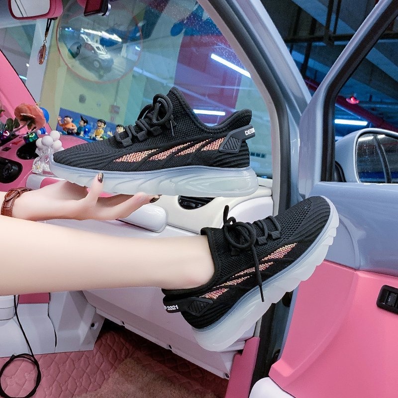 💘 Giày thể thao đế bằng cột dây sành điệu cho nữ 💘  phối lưới thoáng khí thiết kế mới thời trang